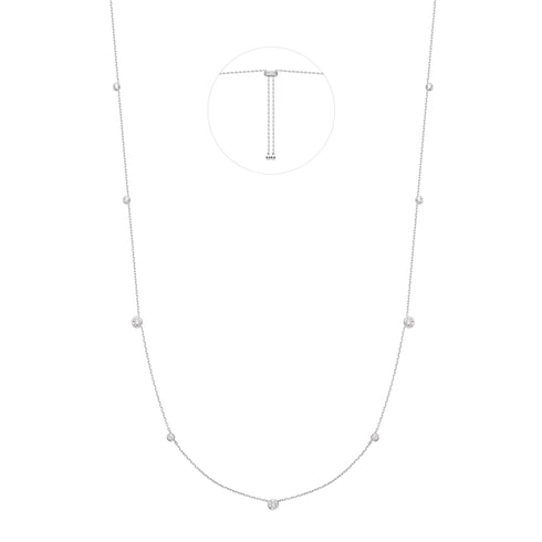 Silver Bezel Cubic Zirconia Station Necklace